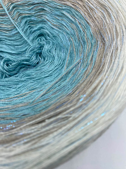 BP Sonderwicklung 3-fädig + 1x Glitzerfaden blau außen