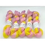 100% Pima Cotton handgefärbt - sonnengelb-rosa-amethyst